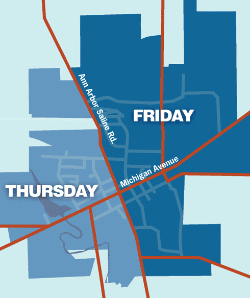 Map showing city refuse collectiobn schedule